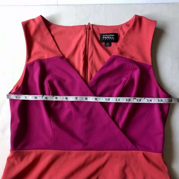 Adrianna Papell Sleeveless Colorblock Jersey Sheath Dress Hyacinth Size 6P - Picture 5 of 8